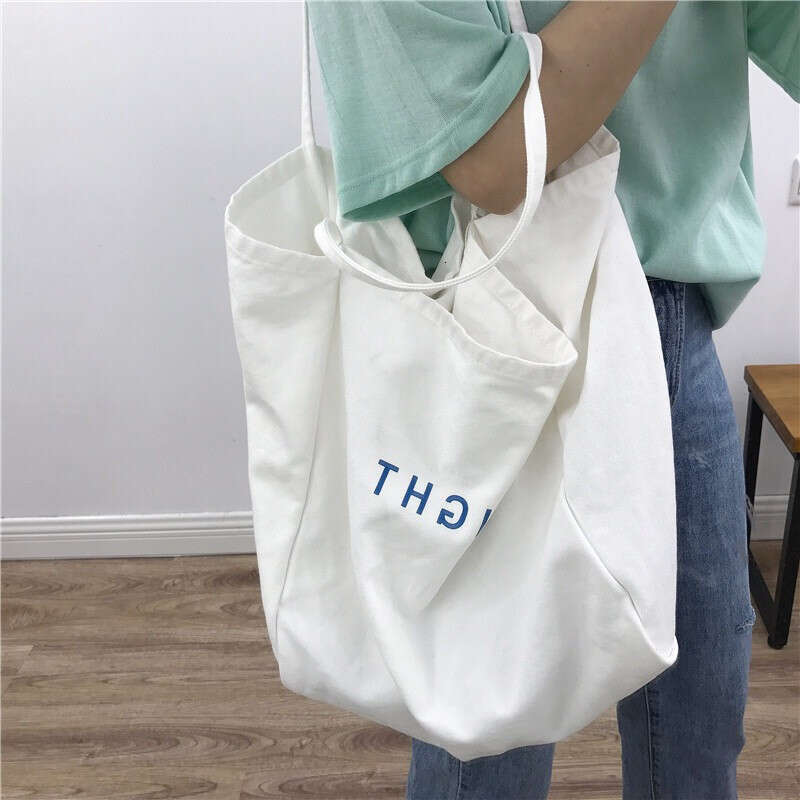 Lazy Style INS Korean Version Canvas for Women Large Capacity Fashion Tote 2020 New Printed Shoulder Shopping Bag