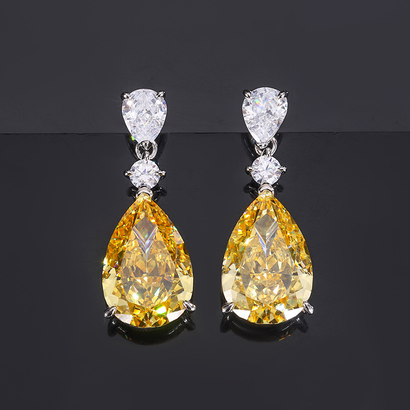 Chic Waterfall Style Hoop Earrings Featuring Sparkling Gems - Premium Craftsmanship