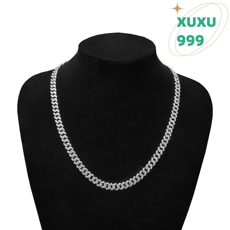 OACOCA Customizable 925 Sterling Silver Gold Plated Cuban Link Chain Iced Hiphop Style Necklace Moissanite Diamond Men Gift Brass