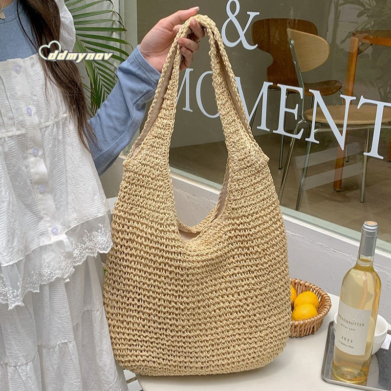 Vacation Straw Shoulder New Tote Large Capacity Casual Handbag Woven Bag Ethnic Style ddmynov