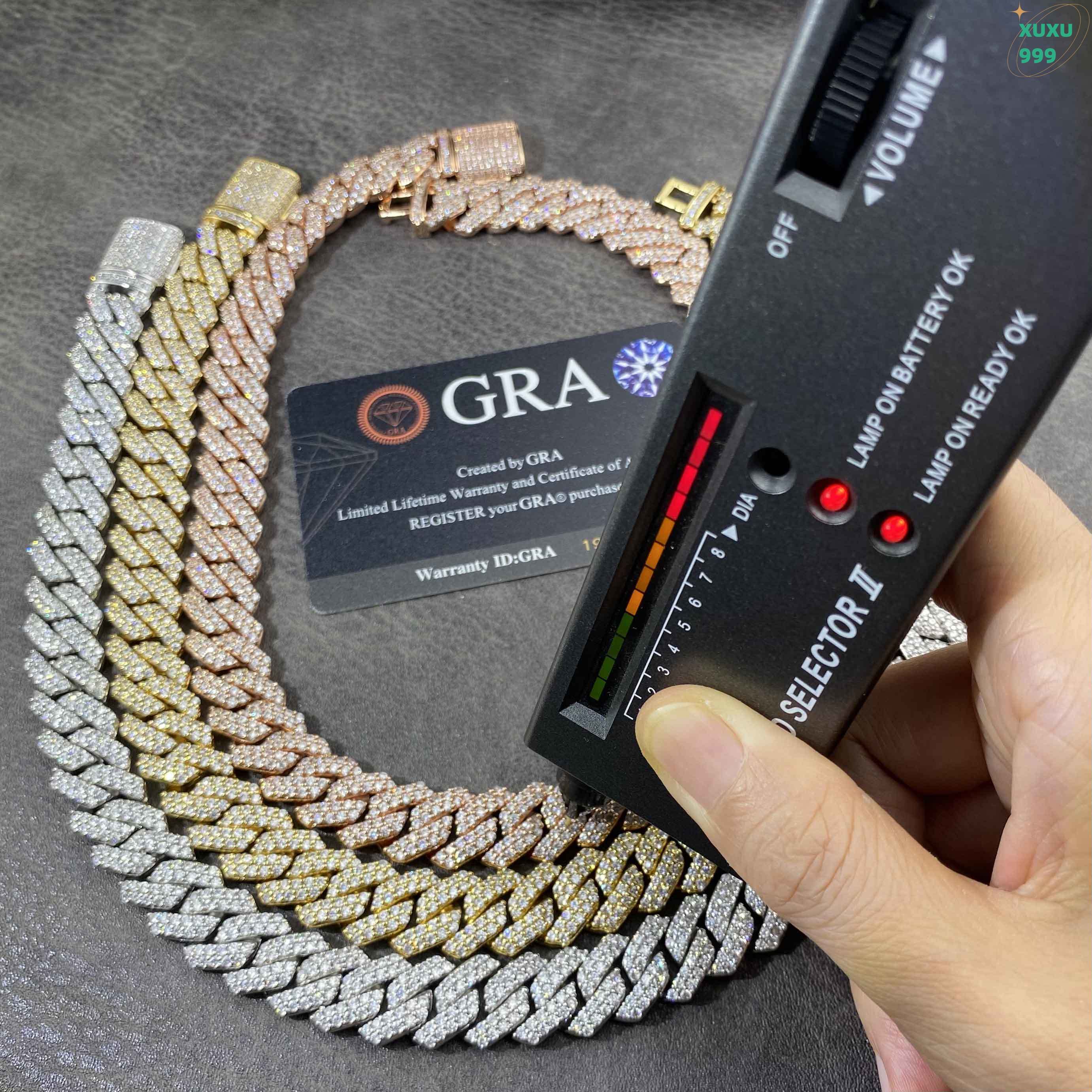 OACOCA Diamond Tester GRA Moissanite Luxury Rapper Hip Hop 925 Silver 14mm Cuban Link Chain Bracelet Custom Hip Hop Fine Jewelry