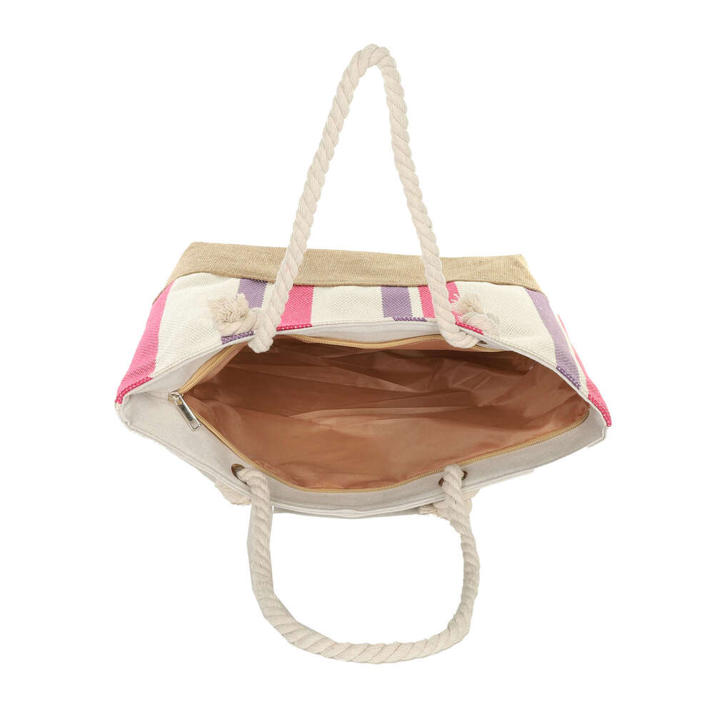 Large Capacity Women's Shoulder 2024 New Canvas Vertical Striped Tote Beach Bag