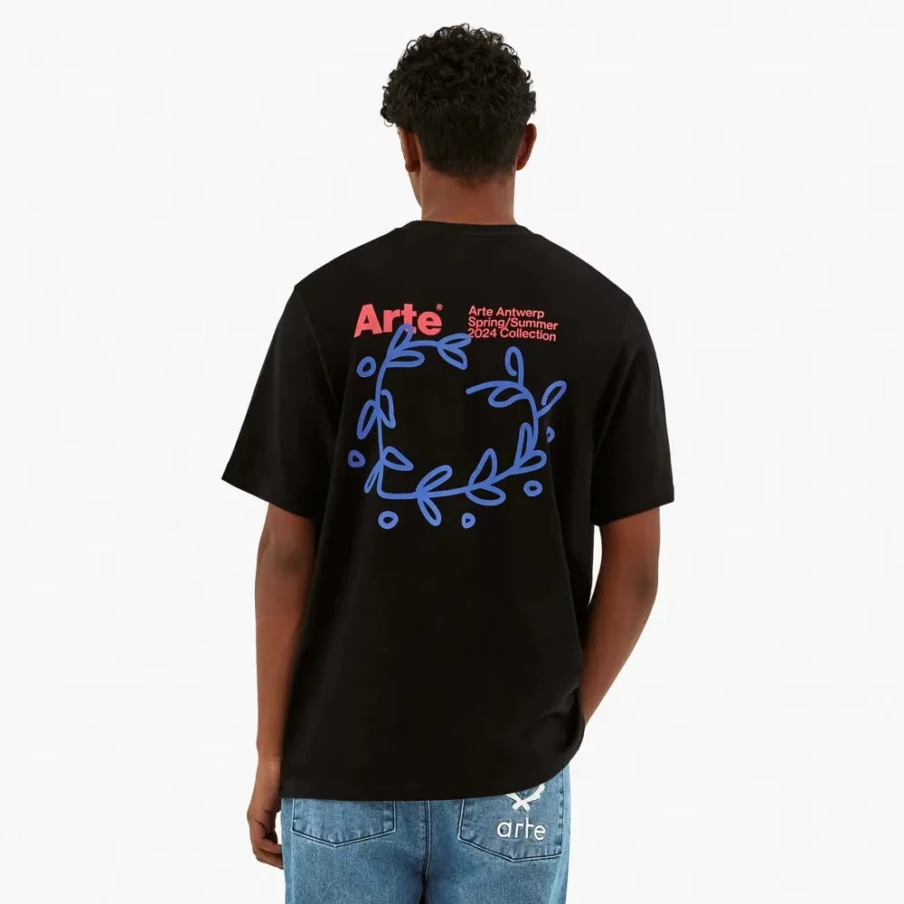 Trendy Mens TEO BACK LEAVES Casual Tshirt Davidson Printed Shortsleeved Boutique Street Ins Y2k 250610