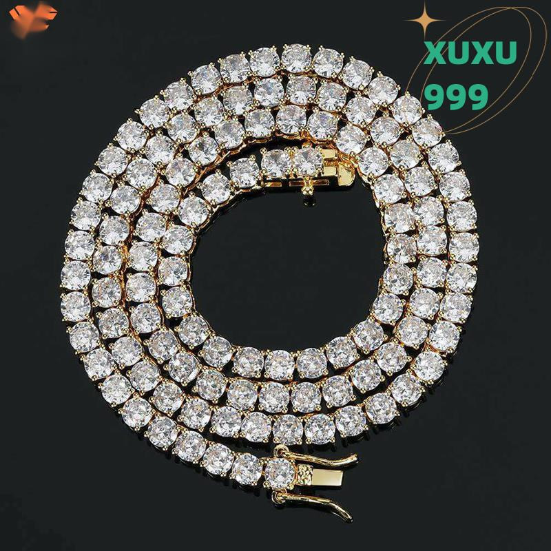 OACOCA Hip Hop Sterling Silver White Color Moissanite Diamond Tennis Chain Necklace 6mm Moissanite Tennis Necklace