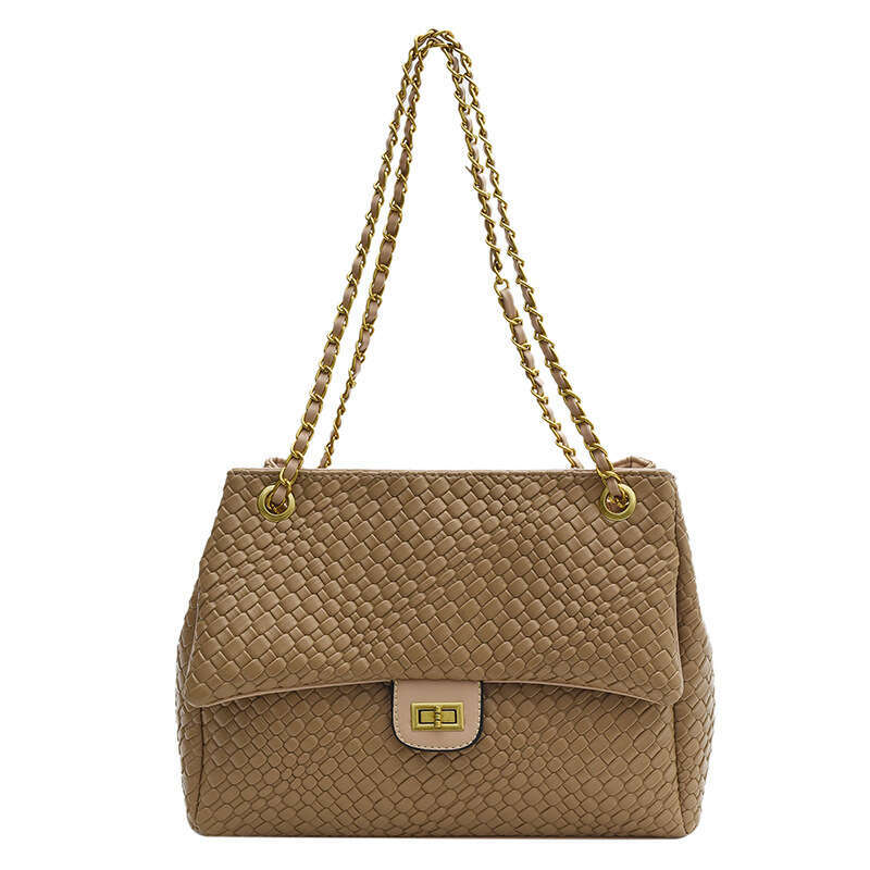 Fashion Woven Pattern Large Capacity Crossbody For Women New Stylish Versatile Shoulder Underarm Trendy Handheld Chain Bag