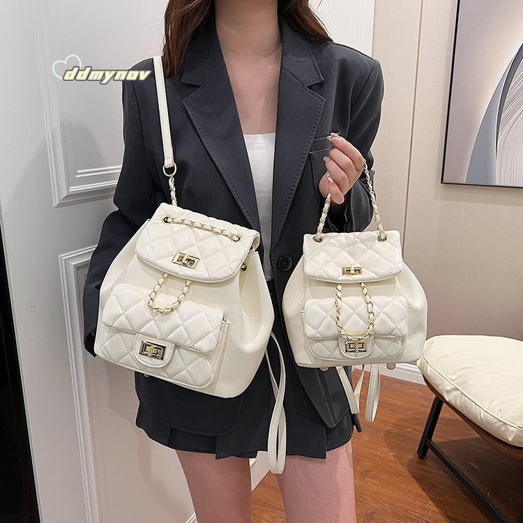 High-End Double Shoulder Bag for Women, Capacity Quilted Chain Bag, Fashionable Versatile Large and Small Backpack ddmynov