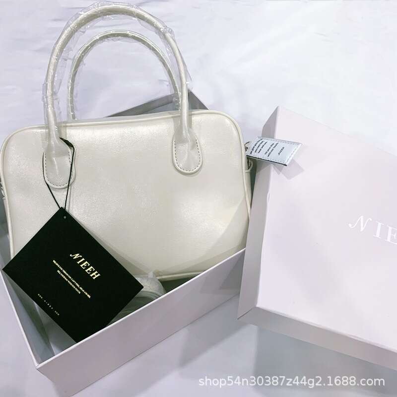 Korean NIEEH Small Square Genuine Leather Large Capacity Shoulder Handbag Crossbody Jennie Style Pillow Bag