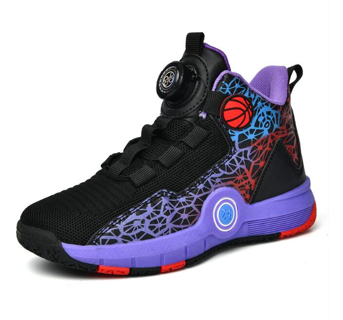 Children's basketball shoes Designer teenagers' practical training high top sports shoes for students mesh breathable rotating buckle runnin