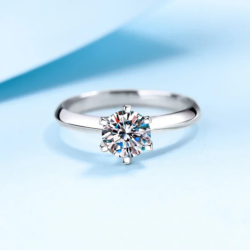 Tezzc 1-3CT VVS1 Rings for Women Engagement Wedding Promise Solitaire Band GRA Certified S925 Sterling Silver Ring 250610