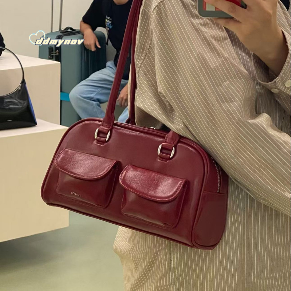 Korean Seo Ye-jung Same Style Bowling Bag Niche Boston High-end Casual Single Shoulder Handbag for Women ddmynov