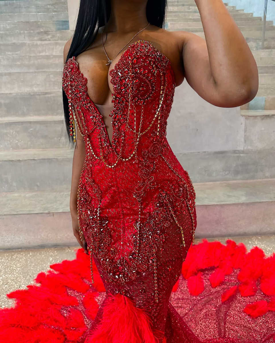 Shine Mermaid Evening Dress V Neck Prom Gowns Sequins Beads Appliques Pearls Prom Dress vestidos de festa Special Occasion Dresses Plus Size Customize
