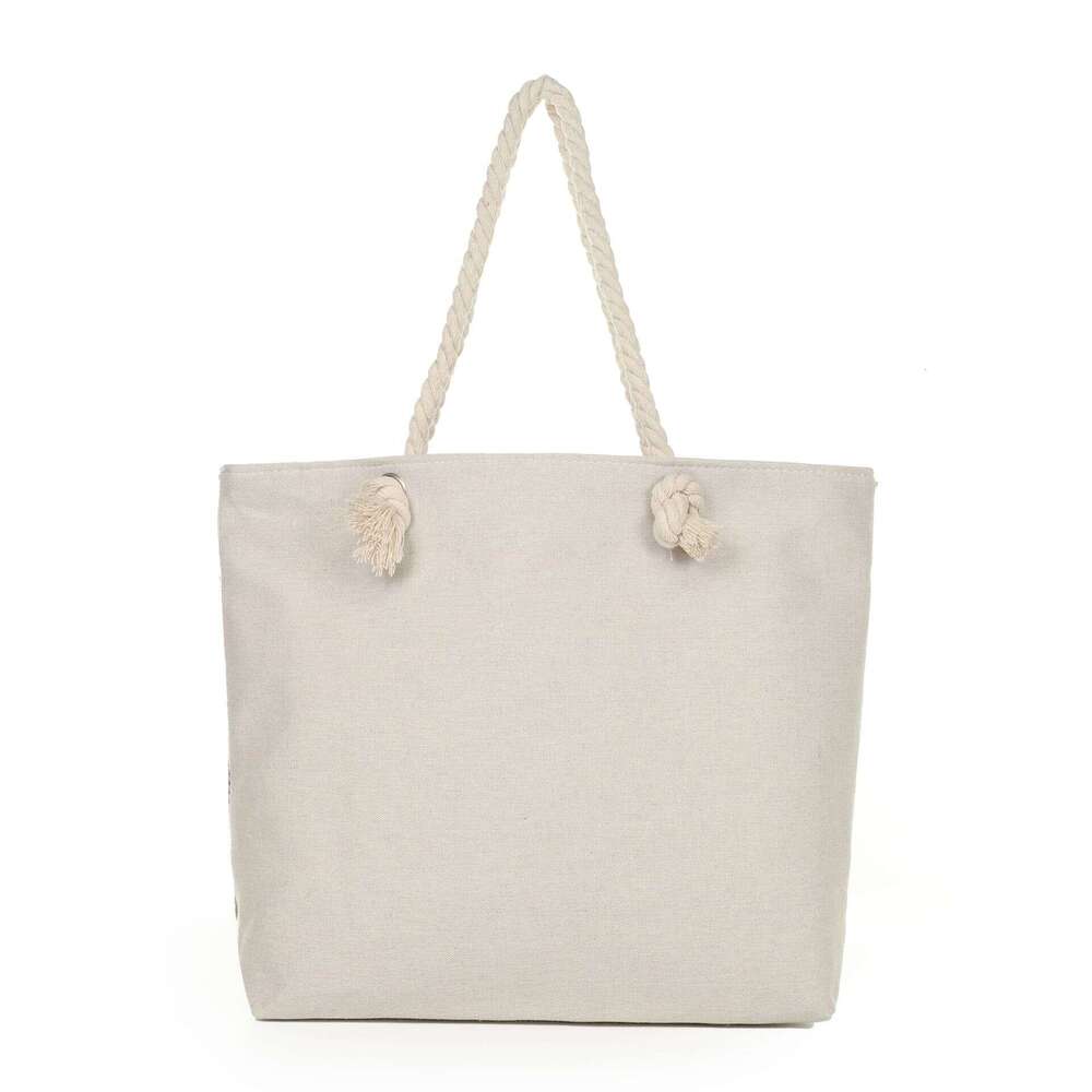 Large Capacity Women's Shoulder 2024 New Canvas Vertical Striped Tote Beach Bag