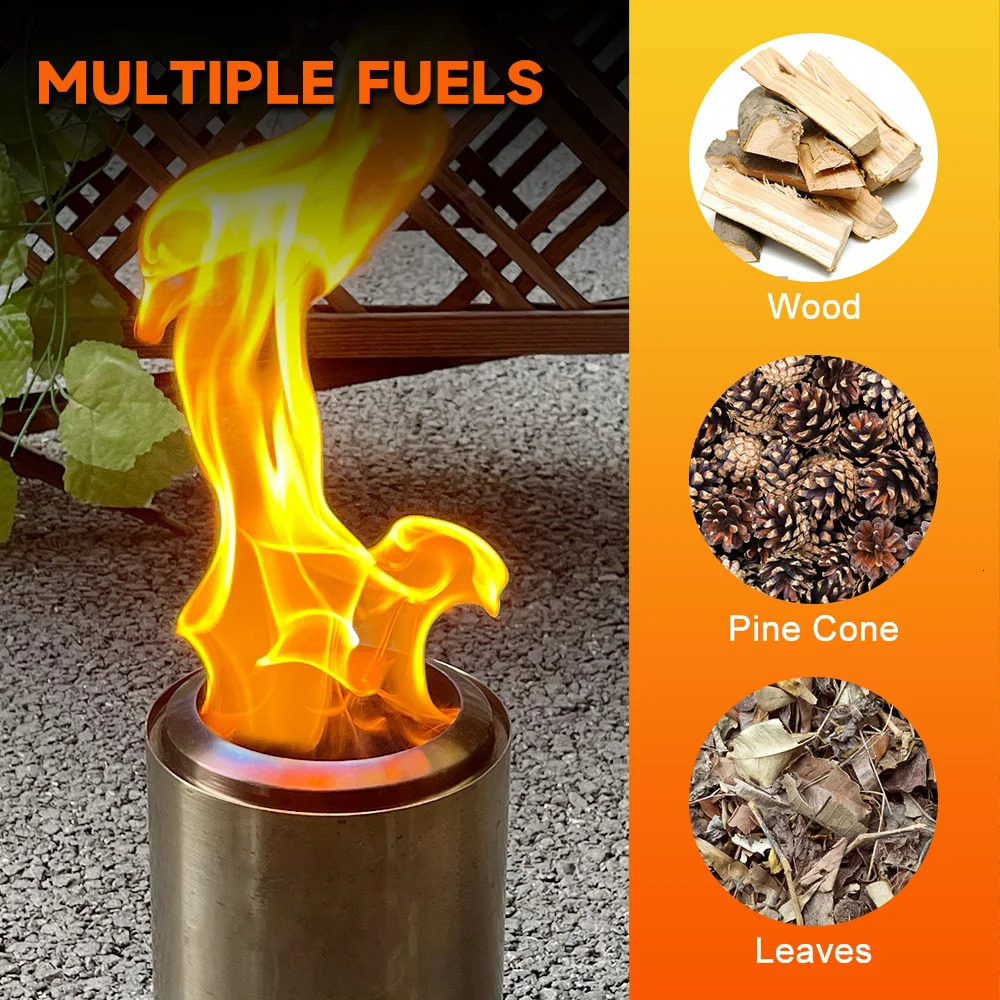 Camping Wood Stove Stainless Steel Outdoor Smokeless Fire Pit Small Backpacking Stove for Traveling Hiking Picnic 250610