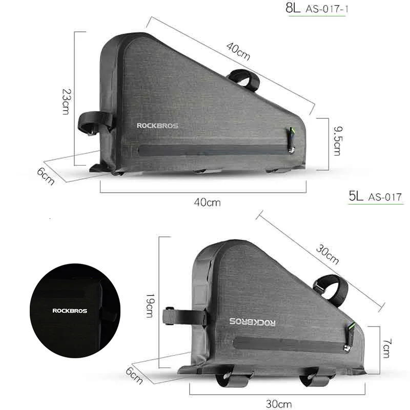 ROCKBROS 8L MTB Road Bike Bags Triangle Bag Pouch Reflective Rainproof Pannier Portable Adjustable Bicycle Bag Bike Accessories 250610