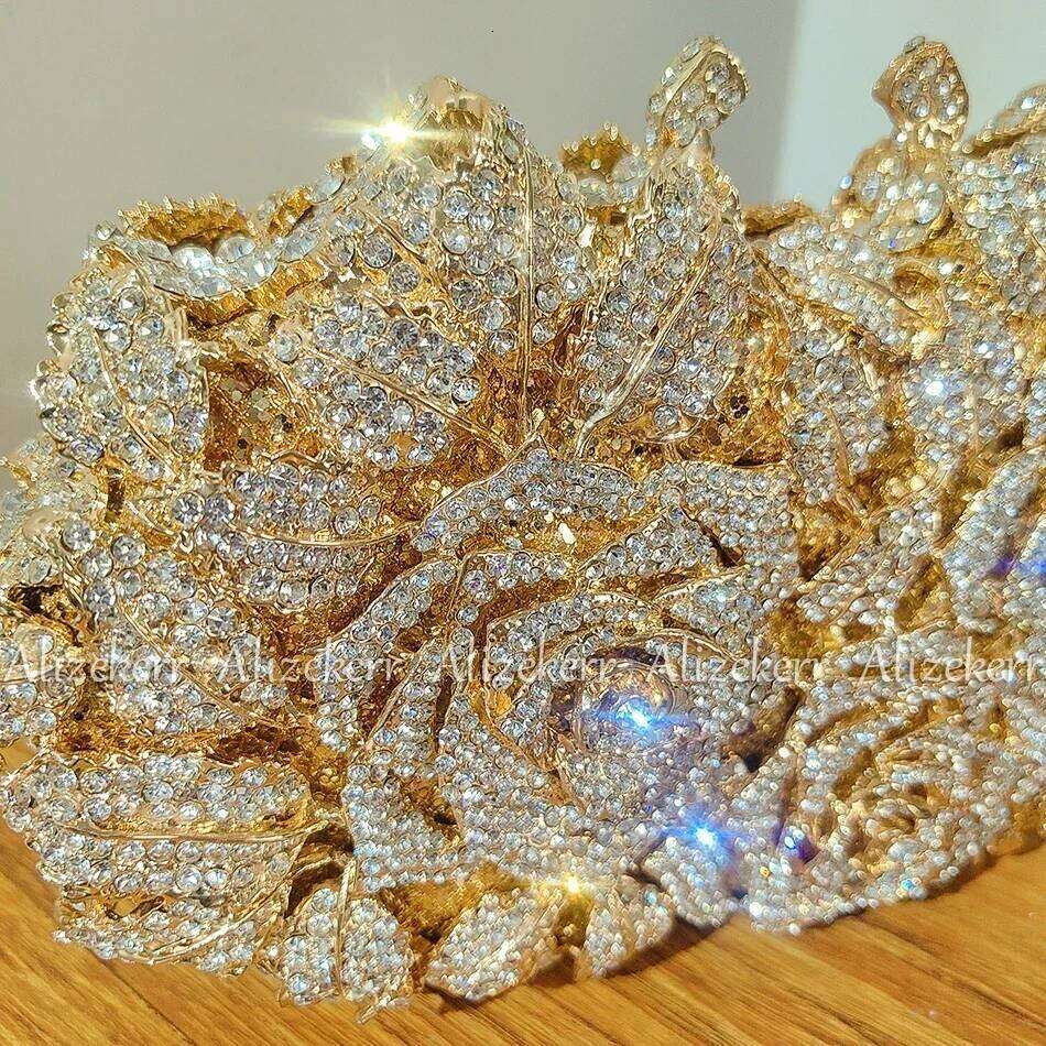 Alizekerr Rose Crystal Evening Clutch Bags Women New Boutique Sparkling Dia Flower Purses And Handbags Wedding Party