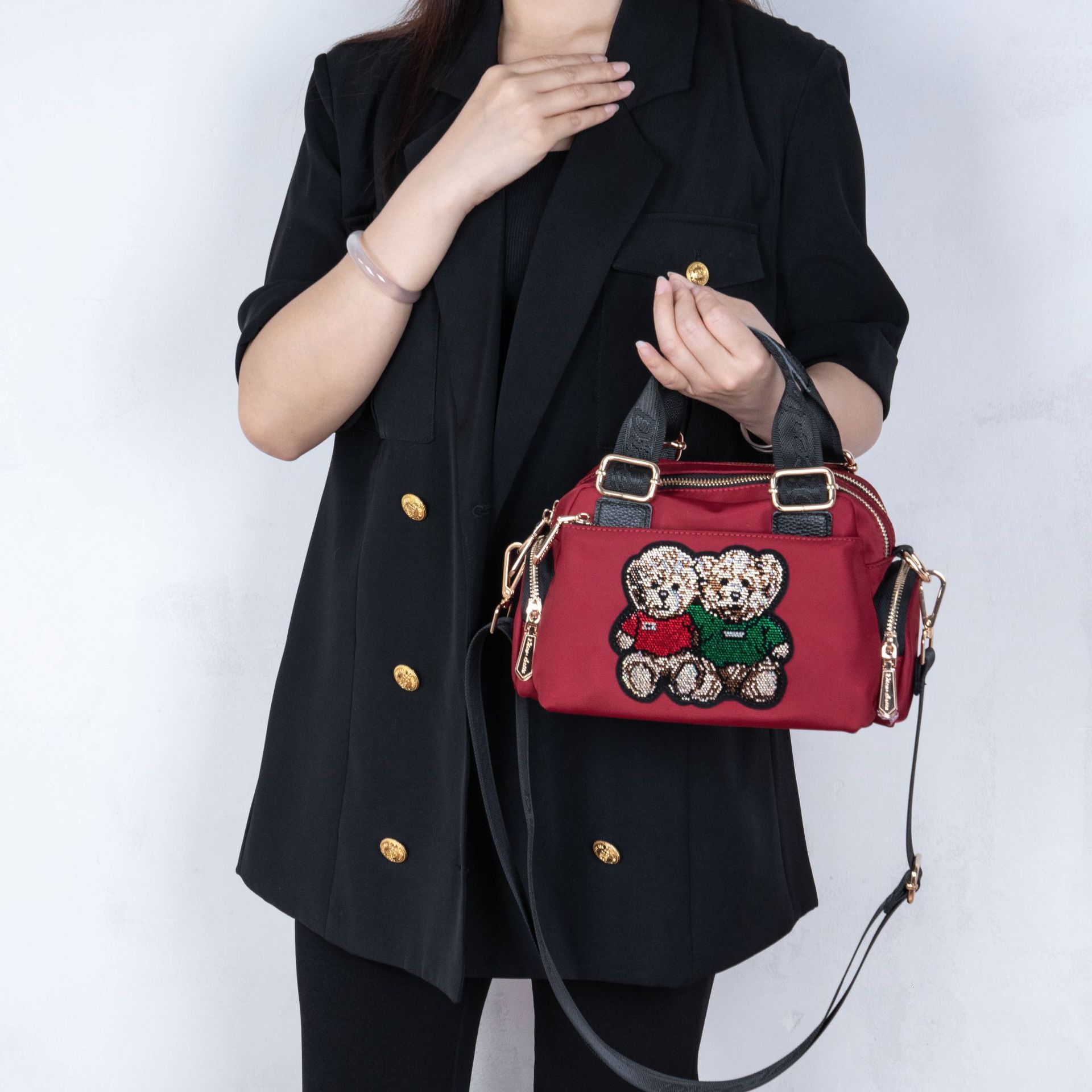 Free Shipping New Simple Crossbody Bag Women's Luxury Small Panda Diamond-encrusted Handbag Lightweight Phone Bag For Girls Shoulder Bag For Desi