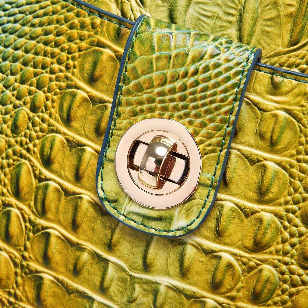 Creative Solid Color Crocodile Pattern Single Shoulder Crossbody Bag 2-Piece Set With Coin Purse