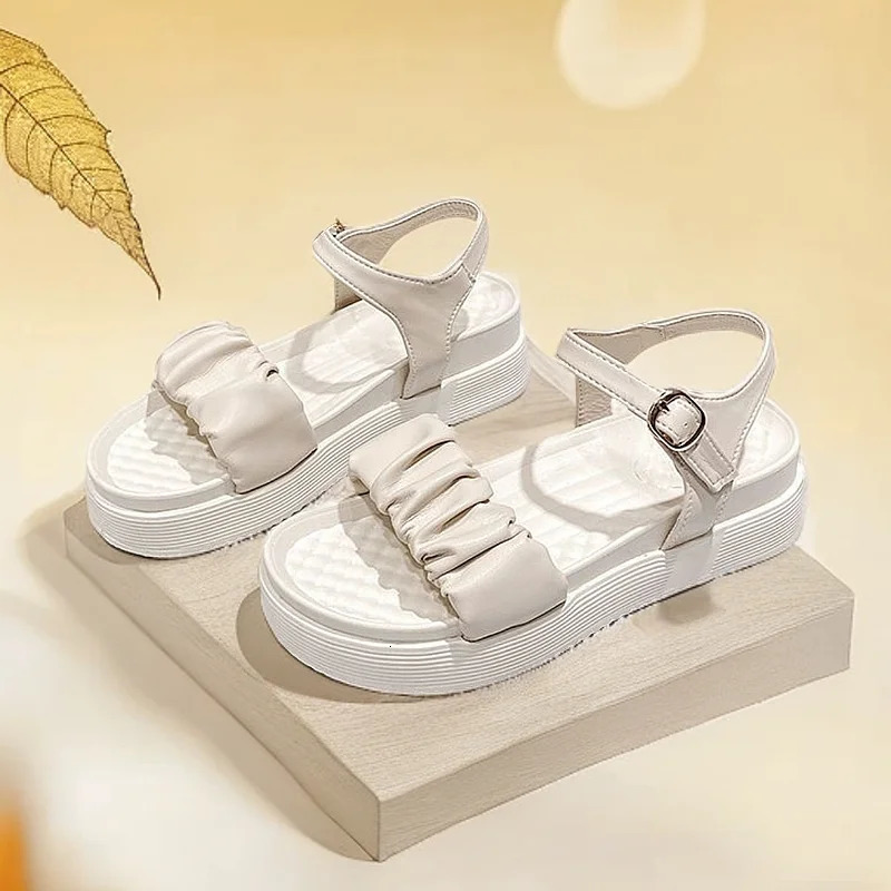 Beautiful Platform Sandals Female Casual Daily Schoolgirl Fairy Wind Beach Flat Roman Shoes Platform 2025 Women Shoes 250604