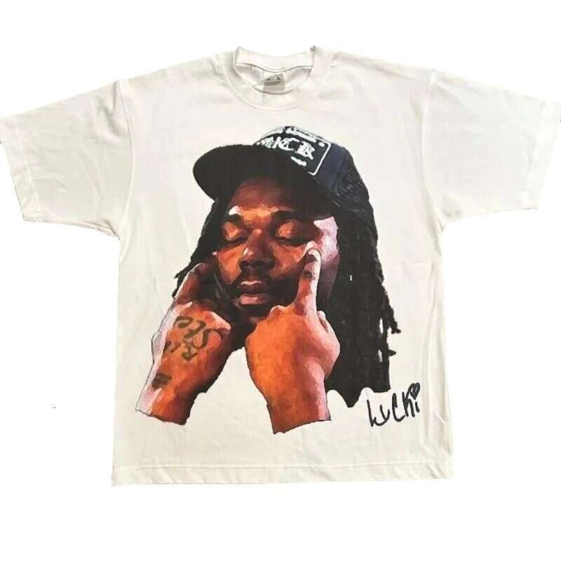 Men's Trend Portrait Print Short Sleeve T-Shirt Y2k gothic Harajuku Hip Hop Couple Casual loose luanyun