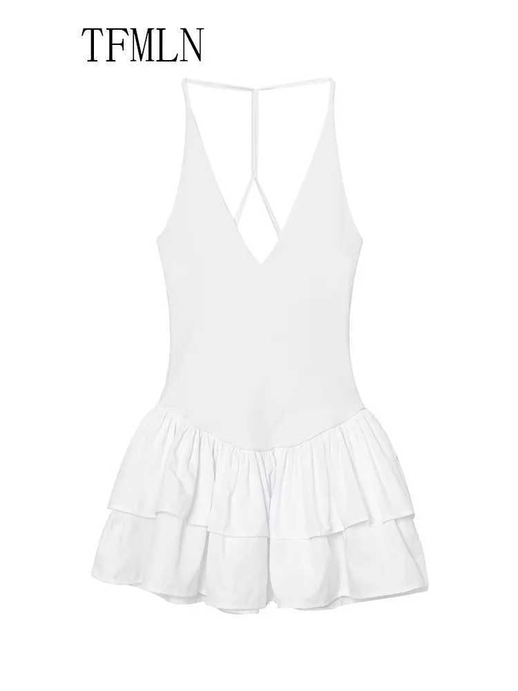 TFMLN Sweet Womens Sexy Tiered Halter Mini Dress 2025 Summer Fashion Casual Slim Short Dresses Elegant Party Dresses Vestidos XJ250610
