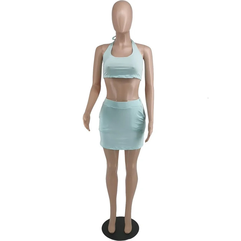 Summer Women Two Piece Outfits Wholesale Dress Sets Sexy Crop Tops and Skirt Suit with Short Casual Plus Size Sets Drop 250609