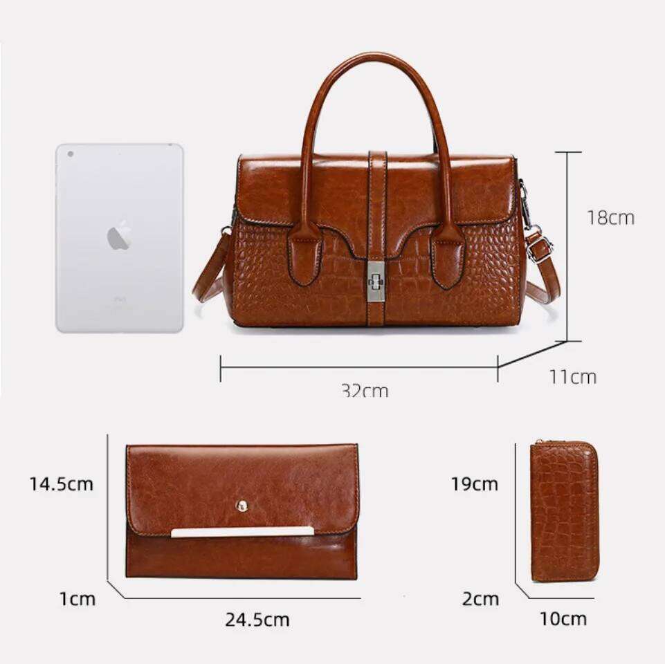 Designer Luxury Alligator Oil Leather Purses And Handbags Caual Tote Shopping Bag For Women Daily Commuting Hand Shoulder Crossbody Bags