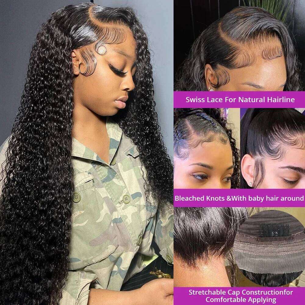 13X6 HD Wig 30 inch Jerry Front Human Hair Bouncy Water Kinky Curly 13x4 Lace Frontal Wigs Woman