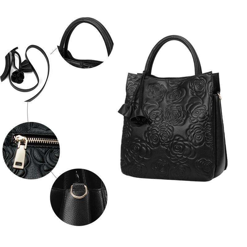 Aidrani 2024 Women's Fashion Genuine Leather Bag, Large Capacity Flower Patterned Brand Cowhide Bag