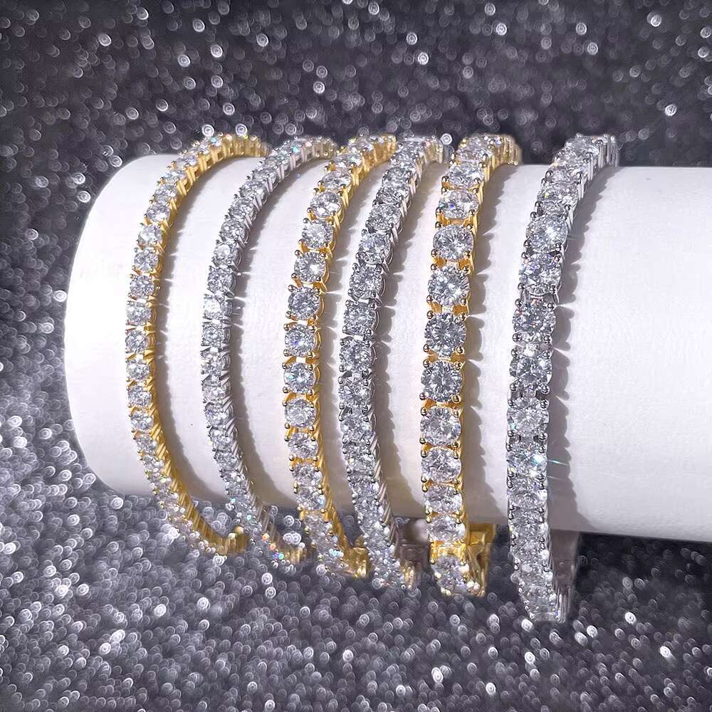 OACOCA Unisex Sterling 925 Silver Hip Hop Tennis Chain Bracelet High-End Iced Moissanite Diamond Custom Design Rapper Style