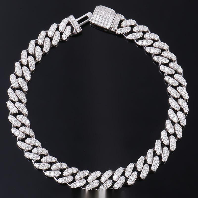 Cuban Link Hip Hop Moissanite Necklace 8mm-12mm Sizes VVS 925 Sterling Silver Unique Moissanite Cuban Chain OACOCA