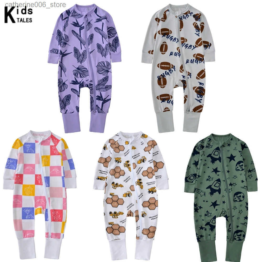 2025 Spring Newborn Clothes Baby Boy Girl Onesie Toddler Bamboo Fiber Pajamas Sets Long Sleeve Full Print Sleepwear Kids Outfits y250610GV26