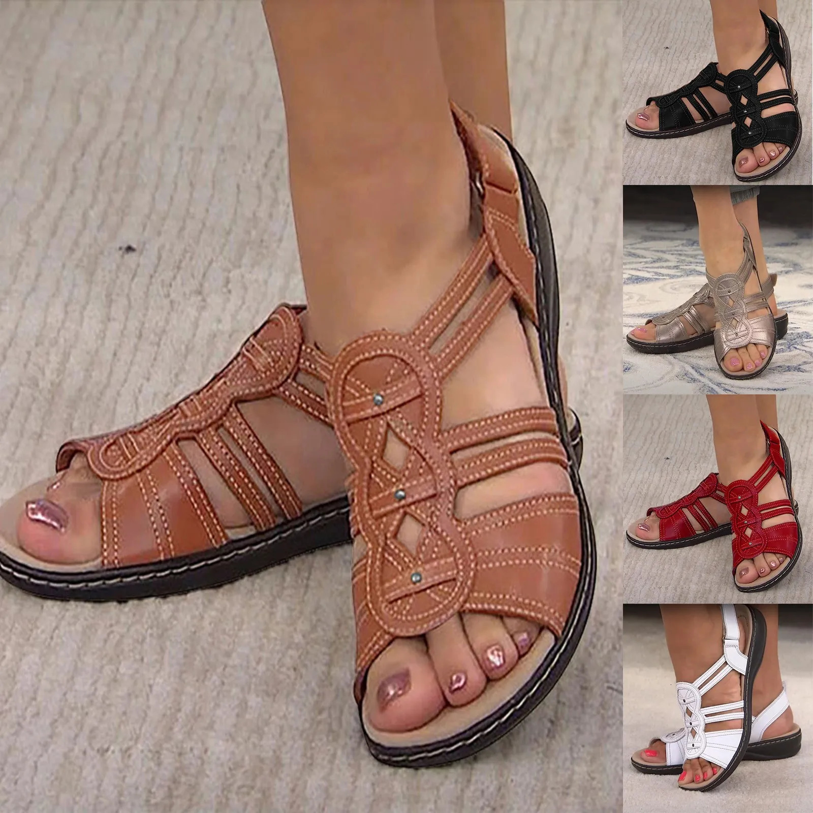 WomenS Ladies Fashion Casual Floral Sandals Wedges Shoes Outdoor Slippers Flat Outdoor Casual WomenS Sandals 250604