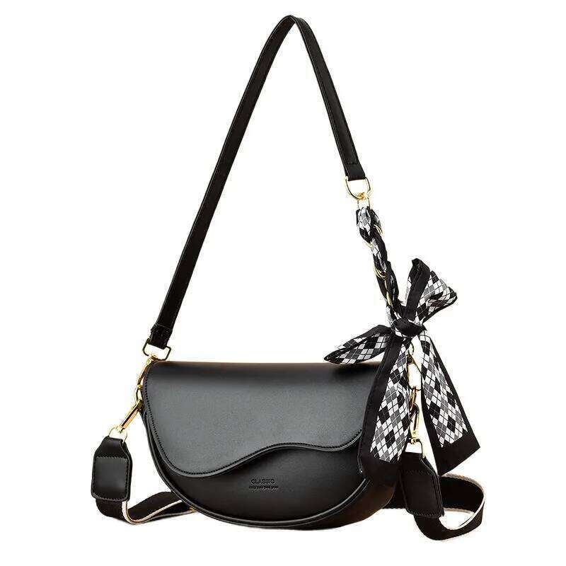 Designer Luxury Women's Small Crossbody With Flap And 2 Detachable Straps Compact Bow Scarf Handbag Shoulder Bag