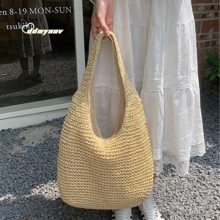 Vacation Straw Shoulder New Tote Large Capacity Casual Handbag Woven Bag Ethnic Style ddmynov