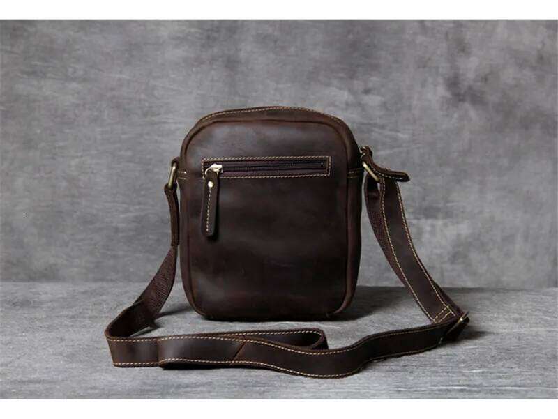 Vintage natural genuine leather men's small phone fashion casual crazy horse cowhide daily shoulder messenger bag