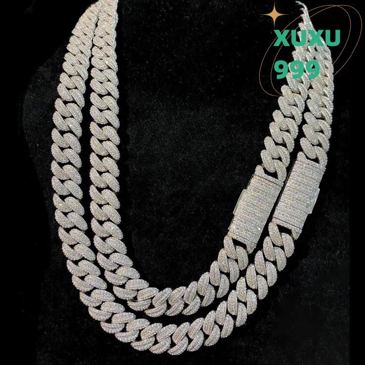 OACOCA VVS Moissanite Diamond Hip-hop Chain 925 Sterling Silver Cuban Link Chain Hip Hop Bling Iced Out Vvs Moissanite Diamond Chain