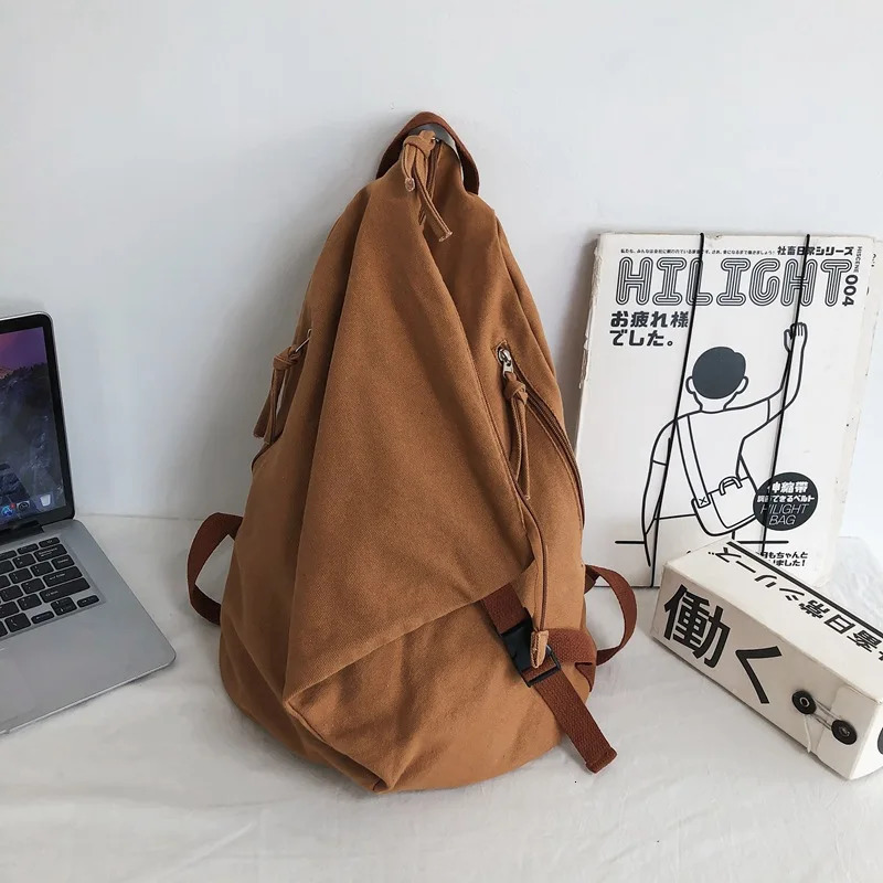 Solid Color Backpack for Women Wash canvas Teenagers for School bags Travel men backpack Large capacity Daypack bag 250606