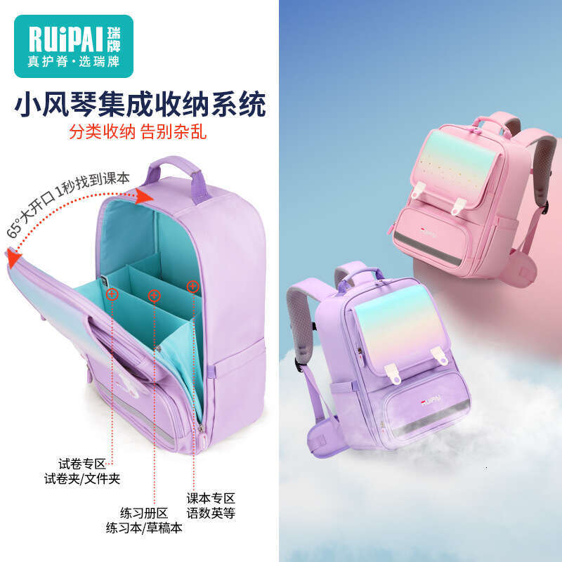 Designer Bags 2025 Elementary School Student Backpack, Lightweight And Spine-Protective, Large Capacity Waterproof Ruipai Children's Backpack For