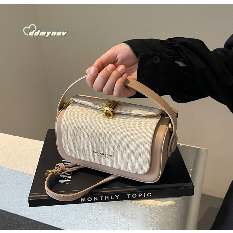 Minimalist Color-Block Small Square for Women, New Fashion Handbag, Versatile Shoulder and Crossbody Bag ddmynov