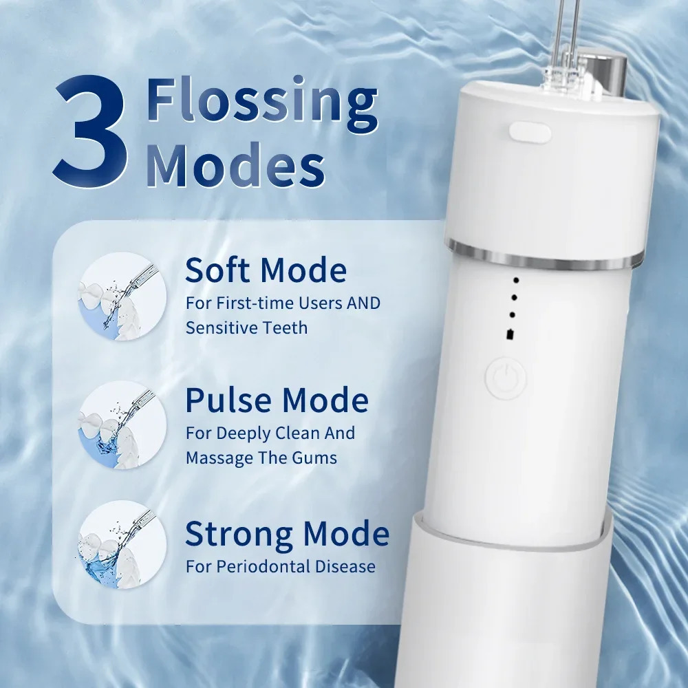 Mini Portable Oral Irrigator Travel Water Flosser On the Go Dental Flusher Water Pick 4 Nozzles Rechargeable Teeth Gum Cleaner 250605