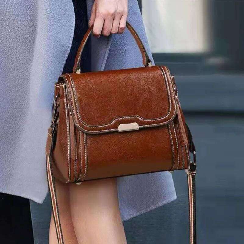 2025 New Leather For Women, High-Quality And Versatile Retro Style Small Square Bag, Single Shoulder Crossbody Bag 2025/06/10
