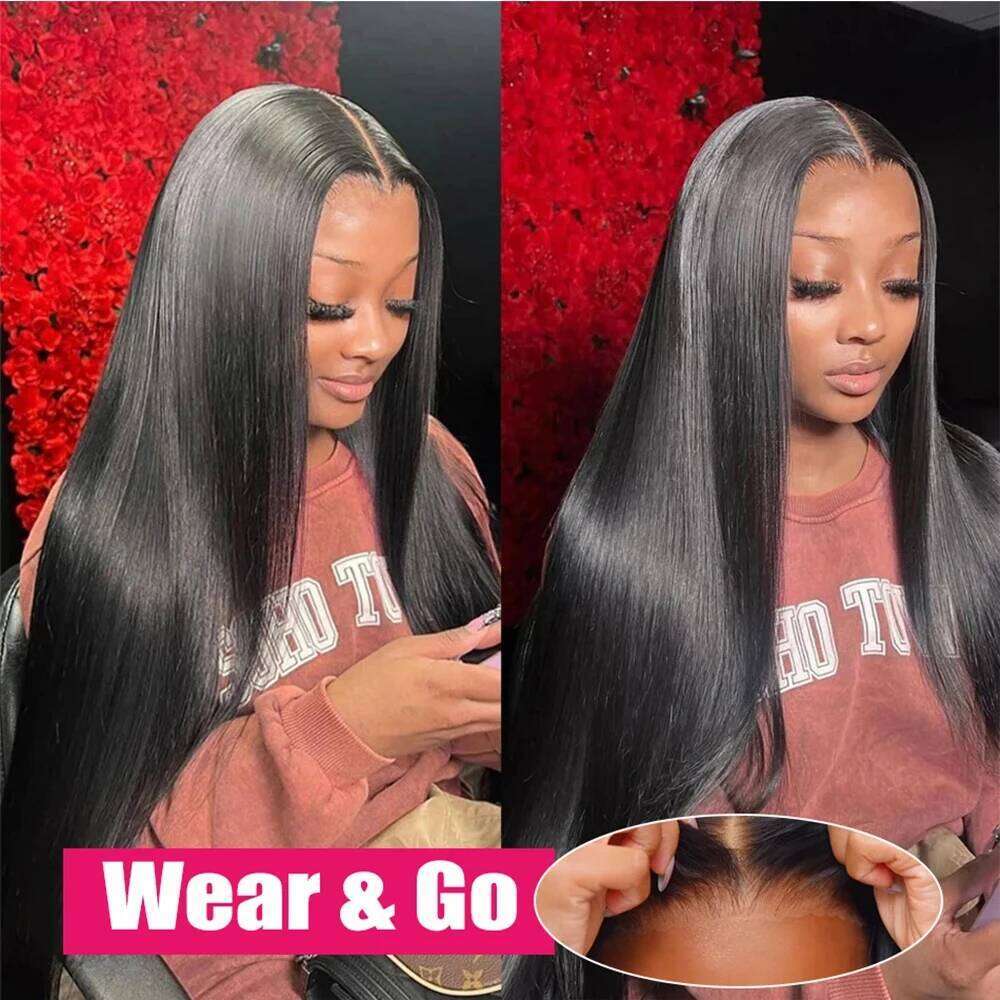 Bone Straight 100% 250 Density Human Hair Wigs For Women Pre cut Glueless 6X6 Lace Wig Wear an Go