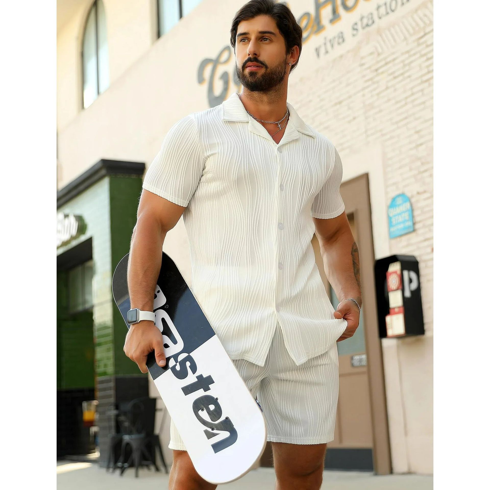 Mens Tracksuits Fashion T-Shirt Shorts Set High Quality Menswear for Casual Wear black white two piece sets shirts and short trousers sets