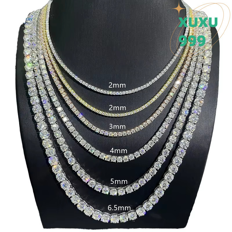 OACOCA Hip Hop 925 Silver Cuba Chain VVS Moissanite Diamond Tennis Chain Necklace Bracelet Jewelry Men Women Ice Out Necklace hot