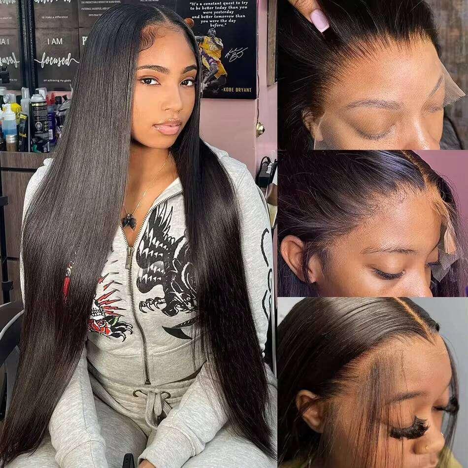 36 Inch Glueless Straight 4x4 Lace Front Human Hair Wig 100% Natural Pre Plucked Cheap Vieamese Wigs For Women