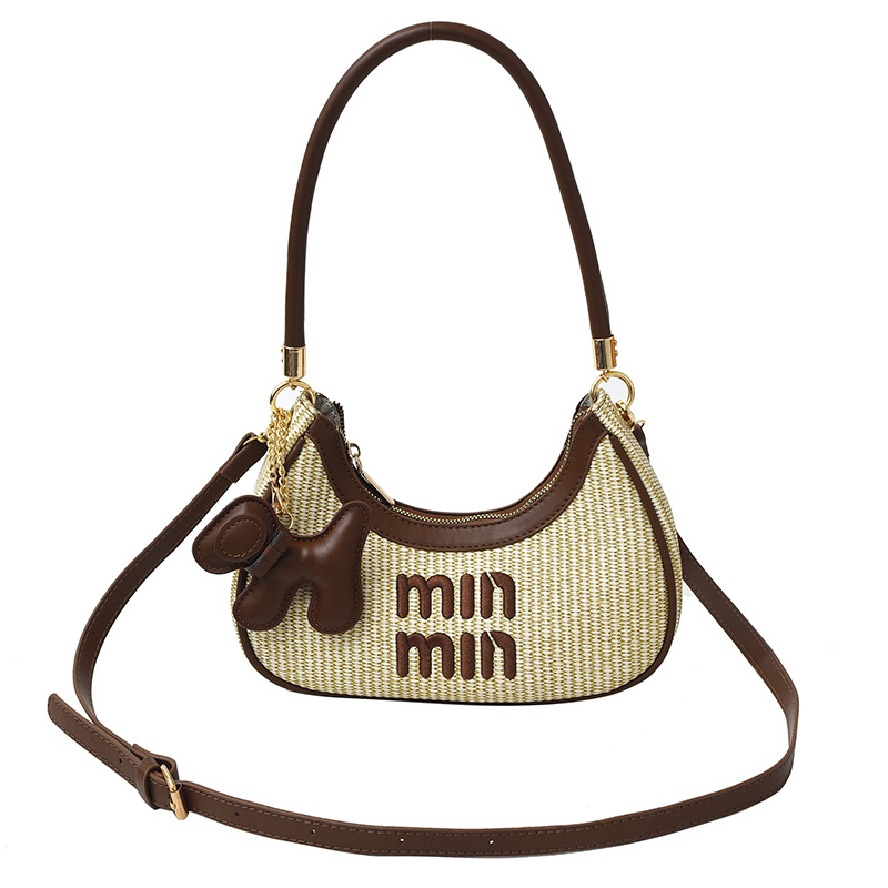 designer bag woven crescent-shaped underarm bag for women 2025 versatile letter single-shoulder crossbody bag crescent-shaped bag free shipping