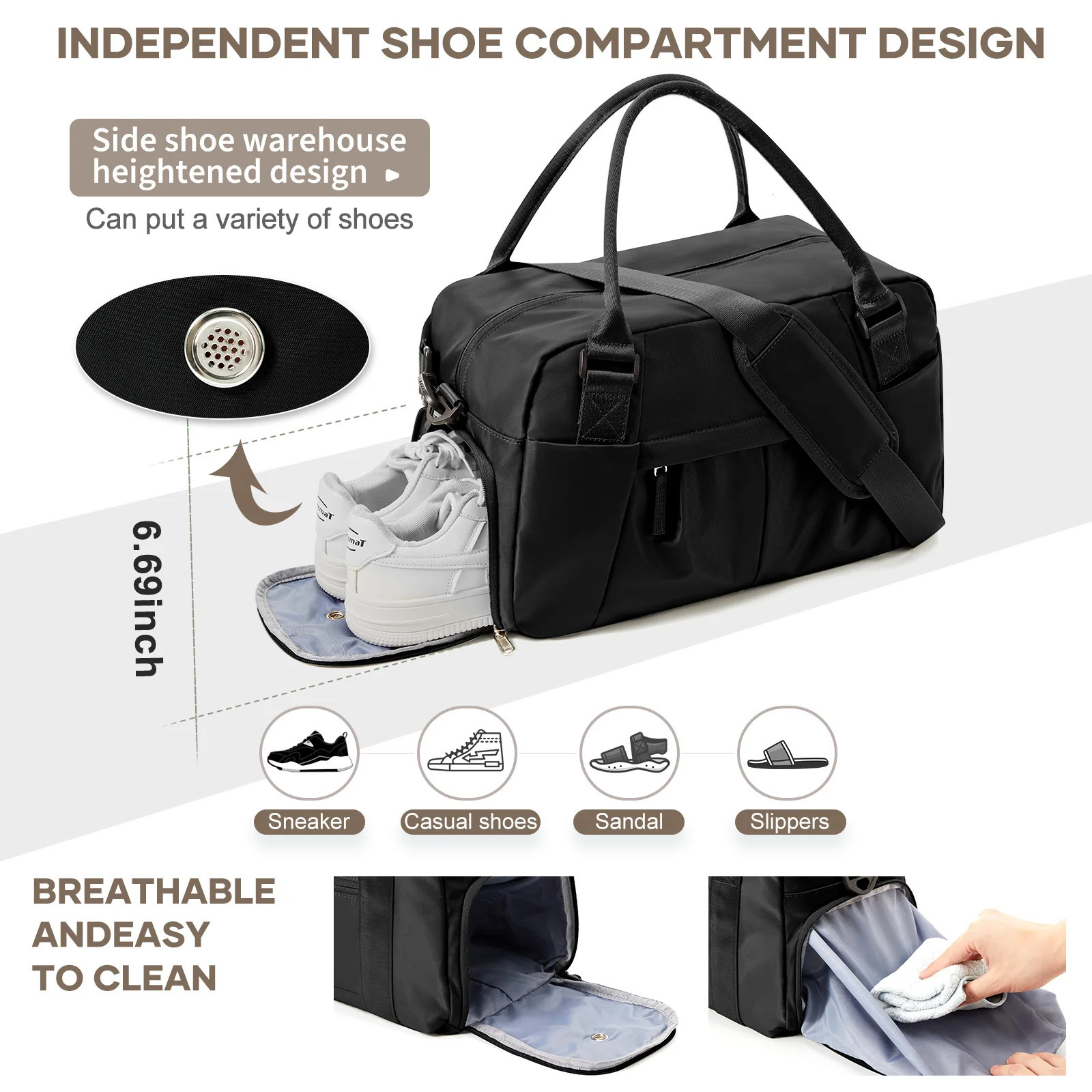 Gym Travel Bags for Women Men Hand Luggage Handbags 40x20x25 Ryanair Bag Waterproof Shoulder Exercise Fitness Bag 250605