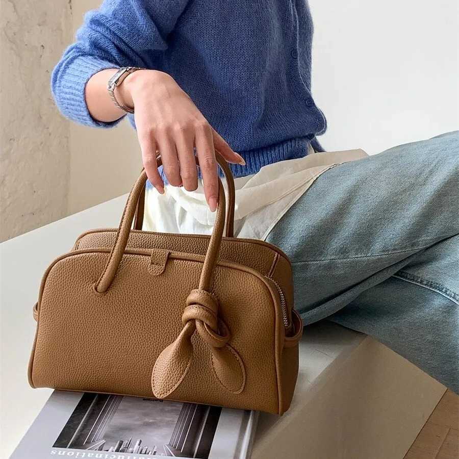 New handbag for female office workers large capacity commuting bag matte PU leather Boston handbag womens high-end feel Y250607
