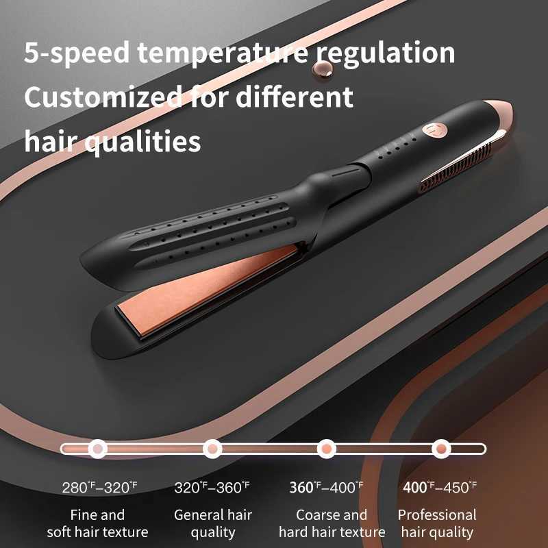 2-in-1 Curling Wand Flat Iron Professional Hair Straightener with Negative Ions Styling Tool for Professional Salon Straightening W250610