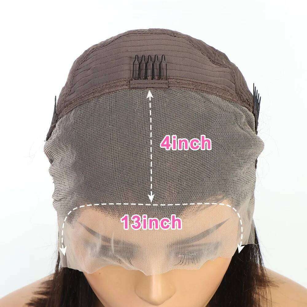 Bone Straight Short Wigs 100% 13x4 Front Cut Brazilian Brown Black HD Lace Frontal Human Hair Bob Wig